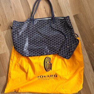 Authentic Navy Blue Goyard Saint Louis GM (Grand Modèle) Tote Bag